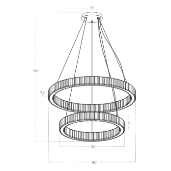 Šviestuvas SPARK TOP 60+80 CHROME 120W 3000K DIMMABLE