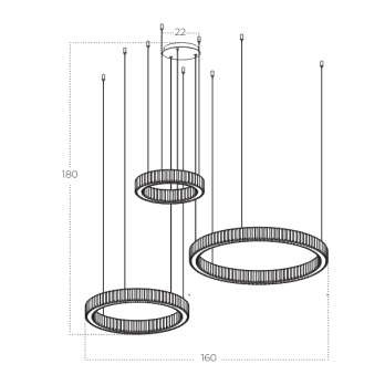 Šviestuvas SPARK TOP 40+60+80 GOLD 144W 3000K DIMMABLE