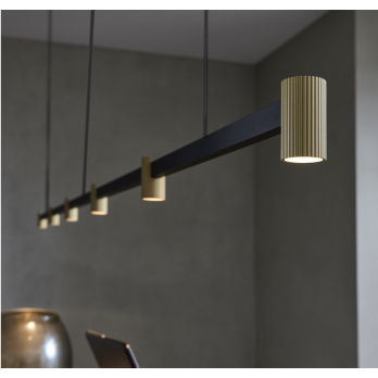 Pakabinamas šviestuvas TRACE CHANDELIER matinis juodas/aukso 183cm.
