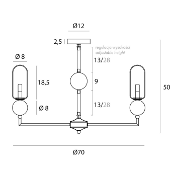 Pakabinamas šviestuvas NOVA GOLDEN 70cm.